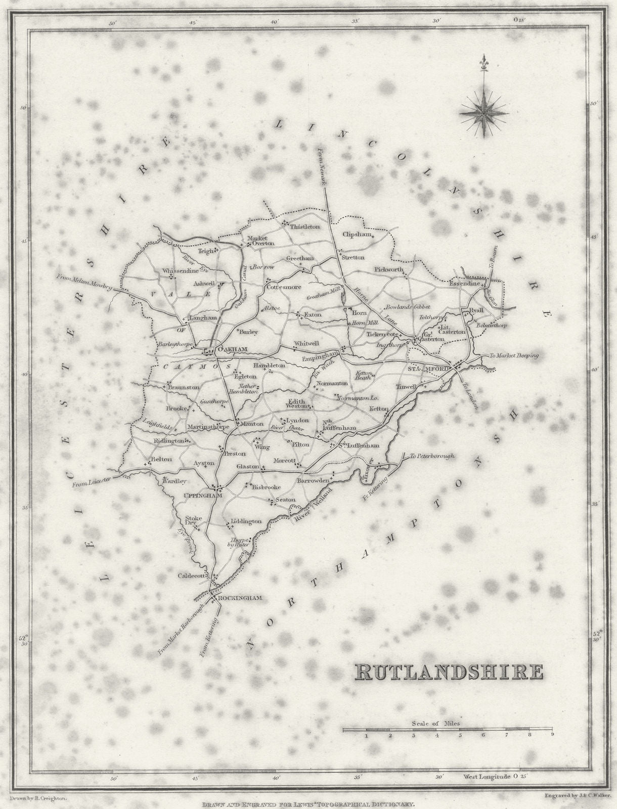 RUTLAND. Rutlandshire. Lewis 1831 old antique vintage map plan chart